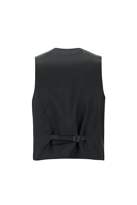 Siyah 7 Drop Slim Fit Dar Kesim Sivri Yaka Yelekli Smokin & Damatlık