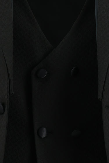 Siyah Slim Fit Dar Kesim Sivri Yaka Yelekli Smokin & Damatlık