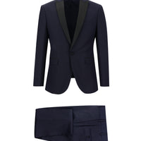 Koyu Lacivert 7 Drop Slim Fit Dar Kesim Sivri Yaka Smokin & Damatlık