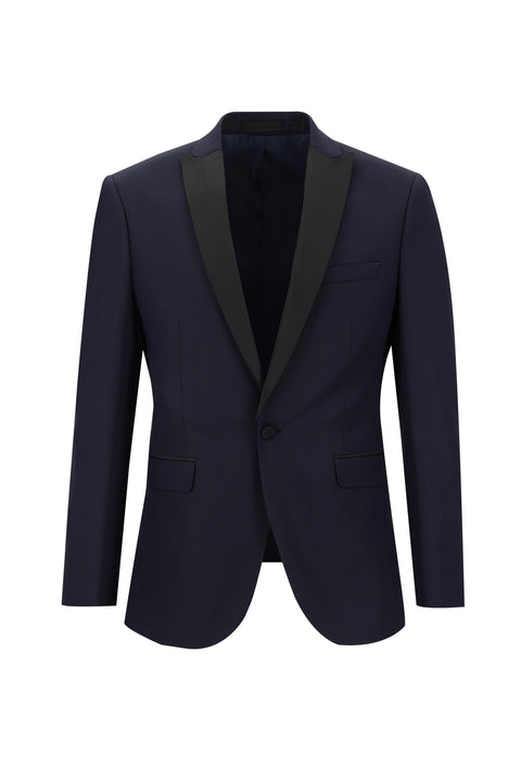 Koyu Lacivert 7 Drop Slim Fit Dar Kesim Sivri Yaka Smokin & Damatlık