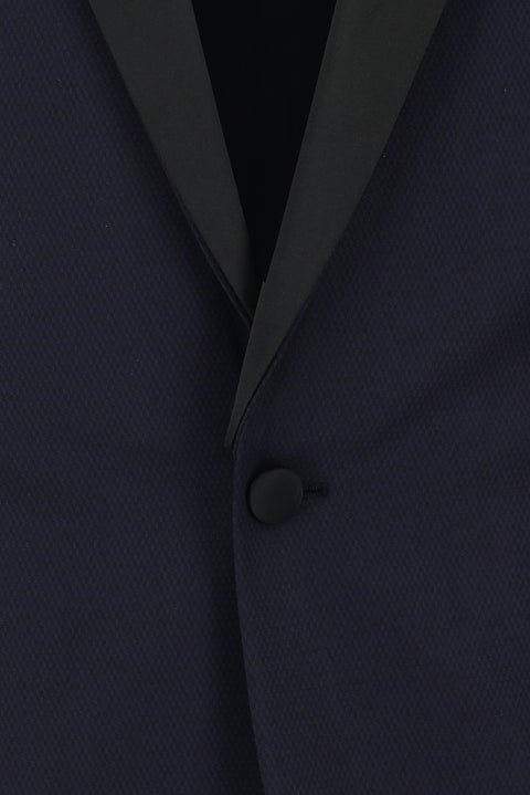 Koyu Lacivert 7 Drop Slim Fit Dar Kesim Sivri Yaka Smokin & Damatlık