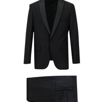 Siyah 7 Drop Slim Fit Dar Kesim Sivri Yaka Smokin & Damatlık