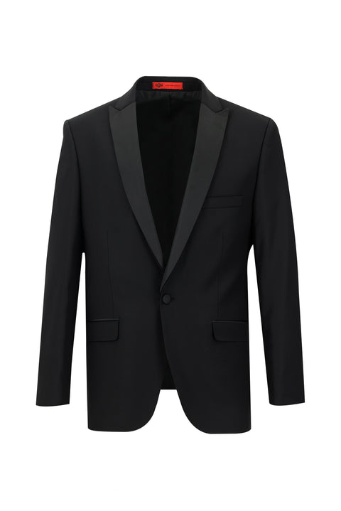 Siyah 6 Drop Regular Fit Standart Kesim Sivri Yaka Smokin & Damatlık