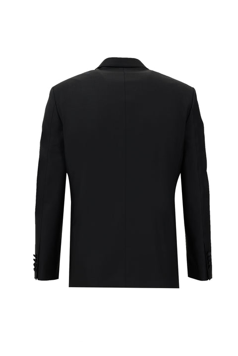 Siyah 7 Drop Slim Fit Dar Kesim Sivri Yaka Smokin & Damatlık