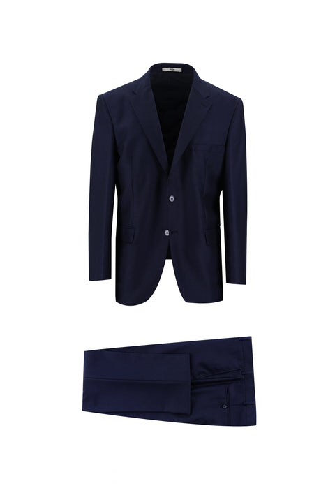 Orta Lacivert 4 Drop Relaxed Fit Rahat Kesim Desenli Takım Elbise