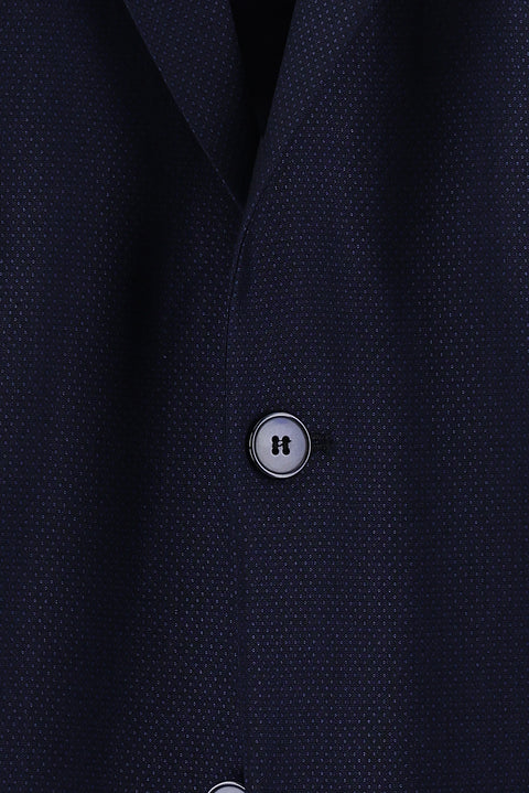 Orta Lacivert 4 Drop Relaxed Fit Rahat Kesim Desenli Takım Elbise