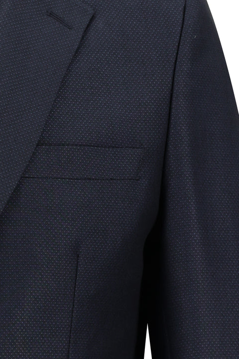 Dark Navy 6 Drop Regular Fit Standard Cut Patterned Suit