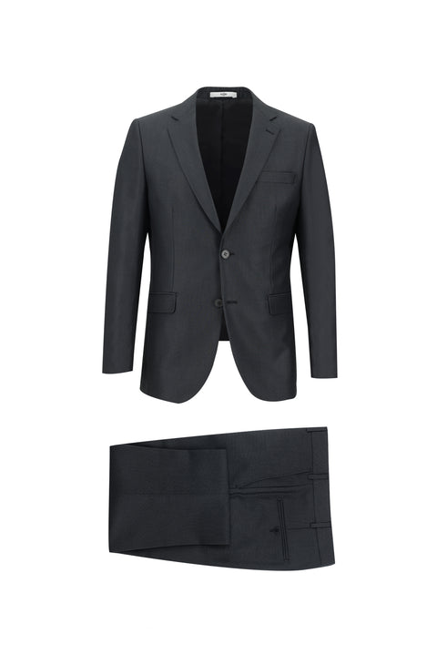 Koyu Antrasit 6 Drop Regular Fit Standart Kesim Desenli Takım Elbise