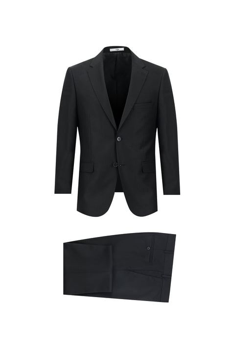 Siyah 4 Drop Relaxed Fit Rahat Kesim Desenli Takım Elbise