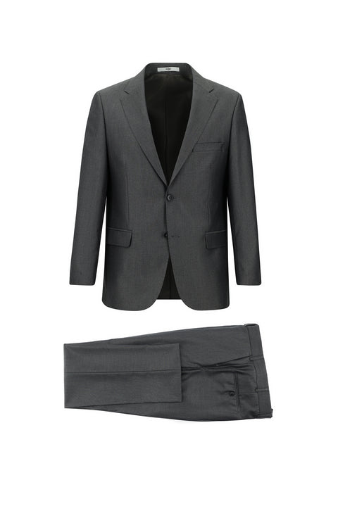 Koyu Füme 4 Drop Relaxed Fit Rahat Kesim Desenli Takım Elbise