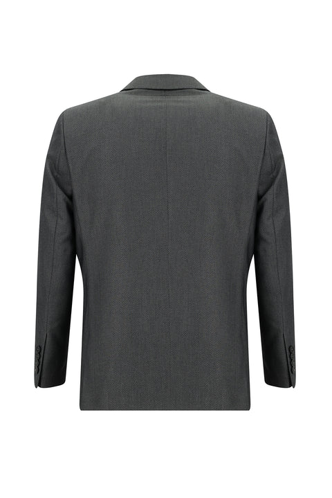 Koyu Füme 4 Drop Relaxed Fit Rahat Kesim Desenli Takım Elbise