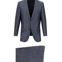 Koyu Mavi  Relaxed Fit Rahat Kesim Klasik Desenli Takım Elbise