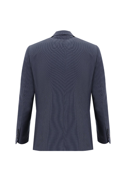 Orta Lacivert 6 Drop Regular Fit Standart Kesim Desenli Takım Elbise