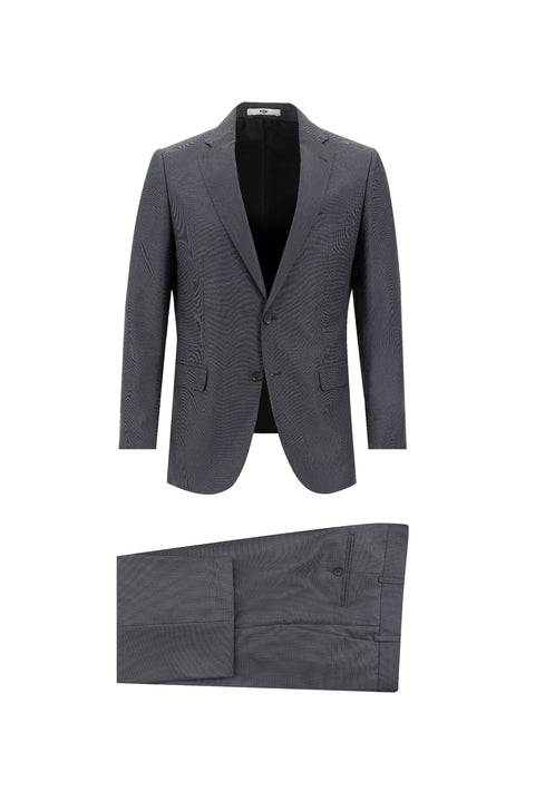 Koyu Antrasit 6 Drop Regular Fit Standart Kesim Desenli Takım Elbise