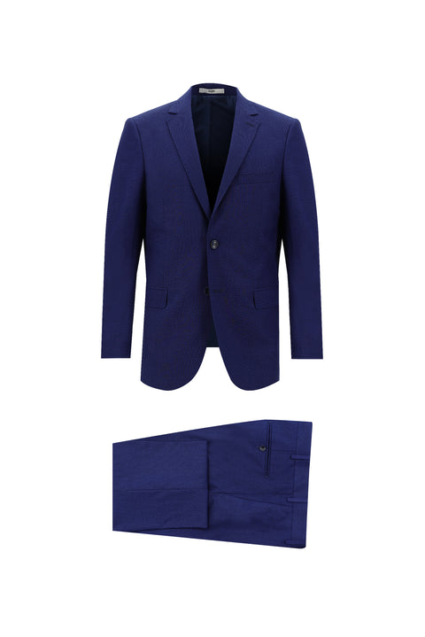 Orta Lacivert 6 Drop Regular Fit Standart Kesim Kuşgözü Takım Elbise