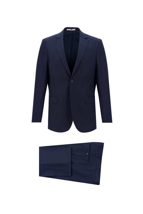 Orta Lacivert 6 Drop Regular Fit Standart Kesim Kuşgözü Takım Elbise