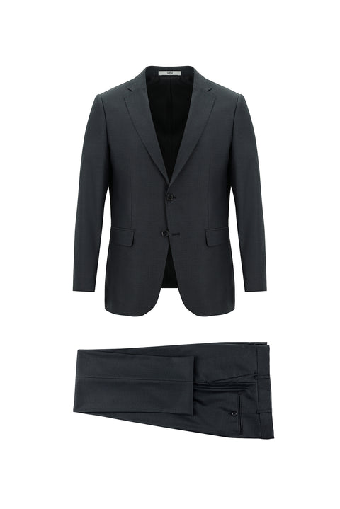 Medium Gray 4-Drop Relaxed Fit Patterned Suit