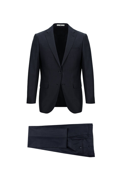 Orta Lacivert 4 Drop Relaxed Fit Rahat Kesim Desenli Takım Elbise