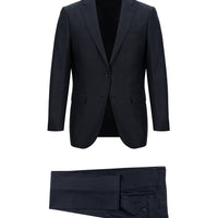 Orta Lacivert Regular Fit Desenli Takım Elbise