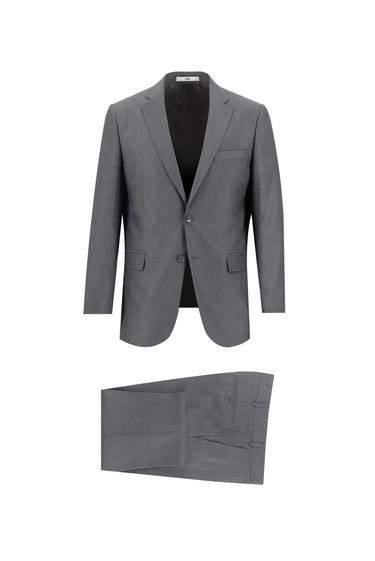 Orta Antrasit Regular Fit Desenli Takım Elbise