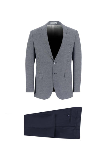 Siyah Lacivert Slim Fit Dar Kesim Kombinli Takım Elbise