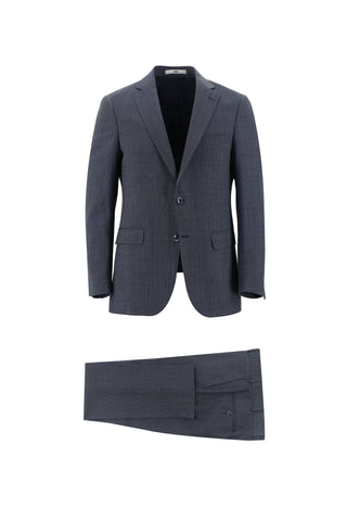  Orta Lacivert 6 Drop Regular Fit Standart Kesim Yünlü Desenli Takım Elbise