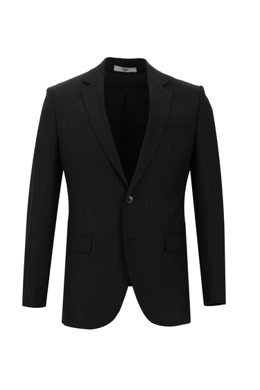 Siyah Slim Fit Dar Kesim Klasik Çizgili Takım Elbise