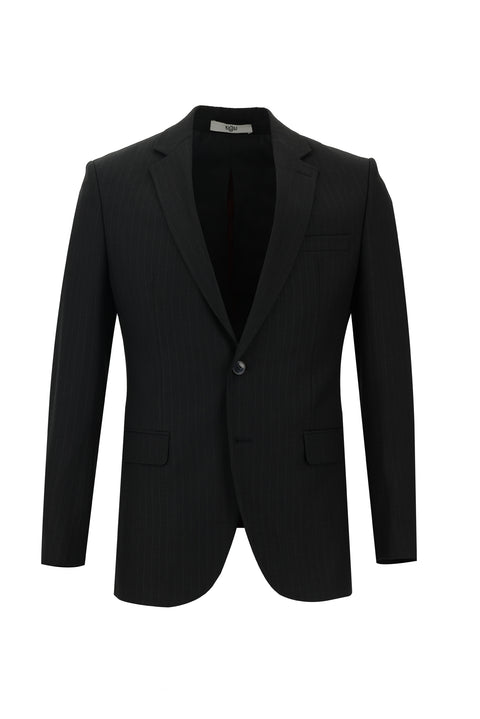 Siyah 7 Drop Slim Fit Dar Kesim Çizgili Takım Elbise