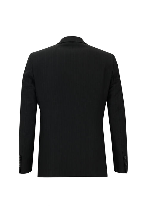 Siyah 7 Drop Slim Fit Dar Kesim Çizgili Takım Elbise