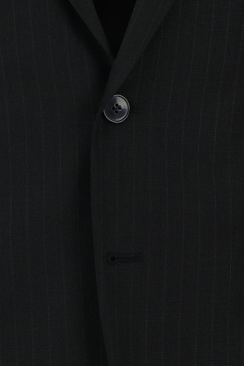 Siyah 7 Drop Slim Fit Dar Kesim Çizgili Takım Elbise