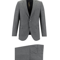 Açık Antrasit Slim Fit Dar Kesim Klasik Çizgili Takım Elbise