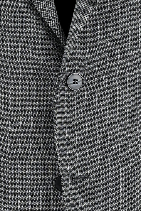 Açık Antrasit 7 Drop Slim Fit Dar Kesim Çizgili Takım Elbise