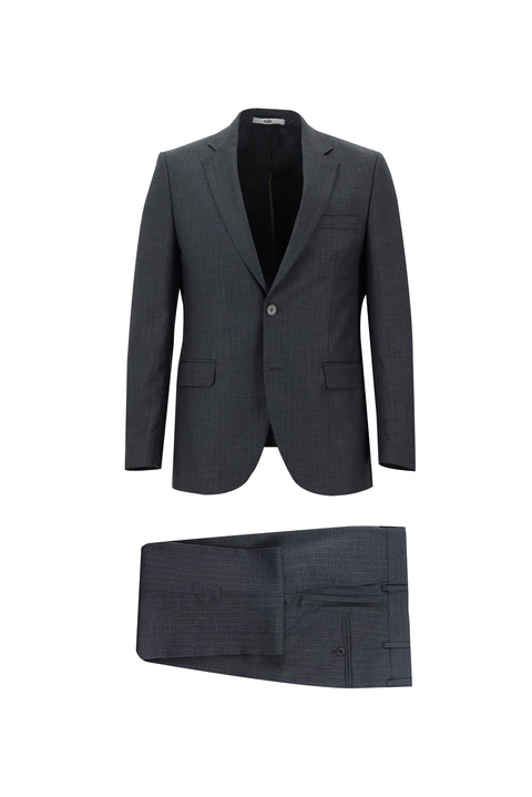 Koyu Antrasit 7 Drop Slim Fit Dar Kesim Çizgili Takım Elbise