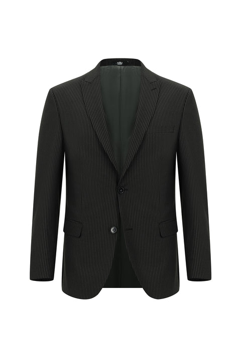 Siyah 7 Drop Super Slim Fit Eksra Dar Kesim Fit Çizgili Takım Elbise