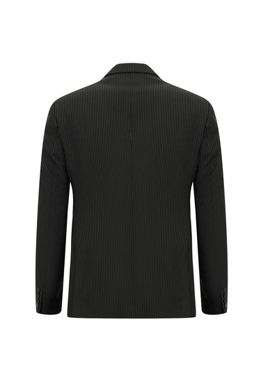 Siyah Super Slim Fit Ekstra Dar Kesim Fit Klasik Çizgili Takım Elbise