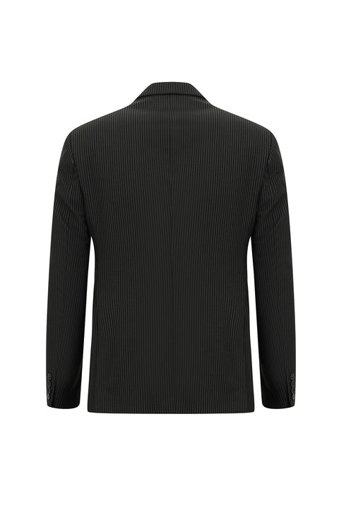 Siyah 7 Drop Super Slim Fit Eksra Dar Kesim Fit Çizgili Takım Elbise