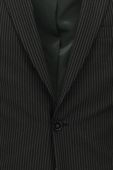 Siyah Super Slim Fit Ekstra Dar Kesim Fit Klasik Çizgili Takım Elbise