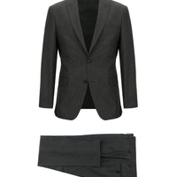 Orta Antrasit Super Slim Fit Ekstra Dar Kesim Klasik Çizgili Takım Elbise