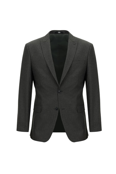 Orta Antrasit Super Slim Fit Ekstra Dar Kesim Klasik Çizgili Takım Elbise