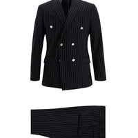 Koyu Lacivert 7 Drop Super Slim Fit Eksra Dar Kesim Kruvaze Çizgili Takım Elbise