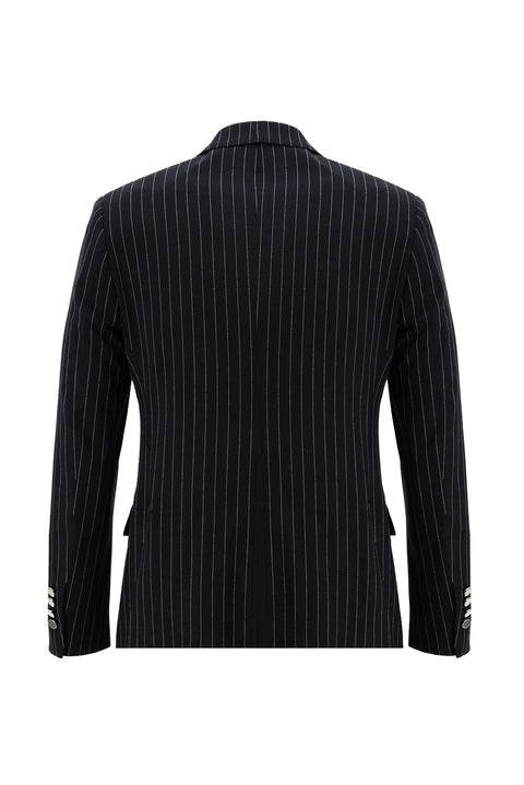 Koyu Lacivert 7 Drop Super Slim Fit Eksra Dar Kesim Kruvaze Çizgili Takım Elbise