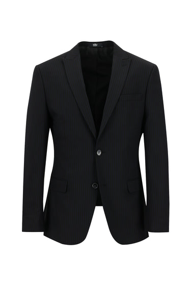Siyah Super Slim Fit Ekstra Dar Kesim Fit Klasik Çizgili Takım Elbise