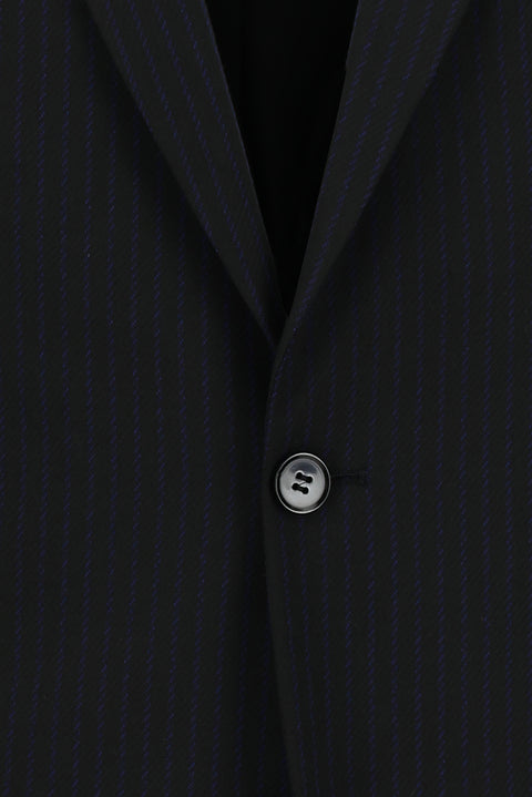 Siyah 7 Drop Super Slim Fit Eksra Dar Kesim Fit Çizgili Takım Elbise