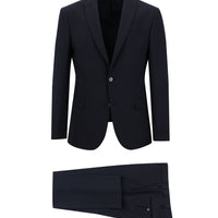 Koyu Lacivert Super Slim Fit Ekstra Dar Kesim Fit Klasik Çizgili Takım Elbise
