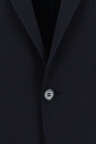 Koyu Lacivert Super Slim Fit Ekstra Dar Kesim Fit Klasik Çizgili Takım Elbise