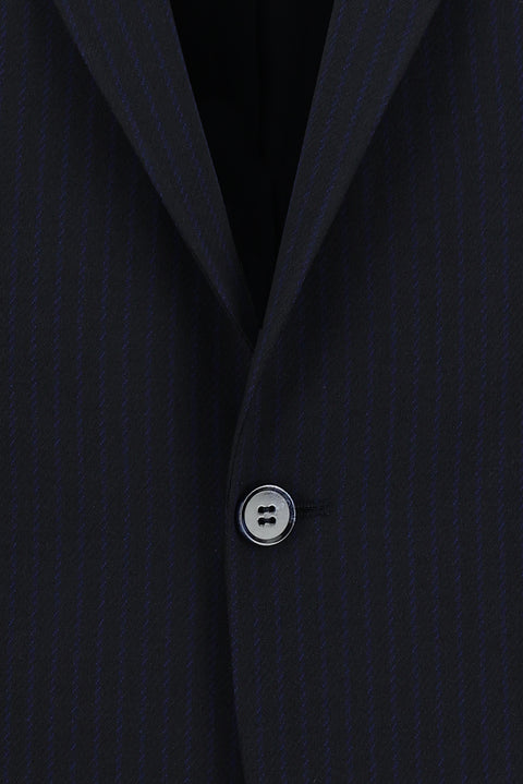 Koyu Lacivert 7 Drop Super Slim Fit Eksra Dar Kesim Çizgili Takım Elbise