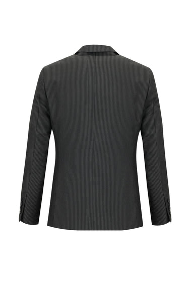 Siyah Slim Fit Dar Kesim Klasik Çizgili Takım Elbise