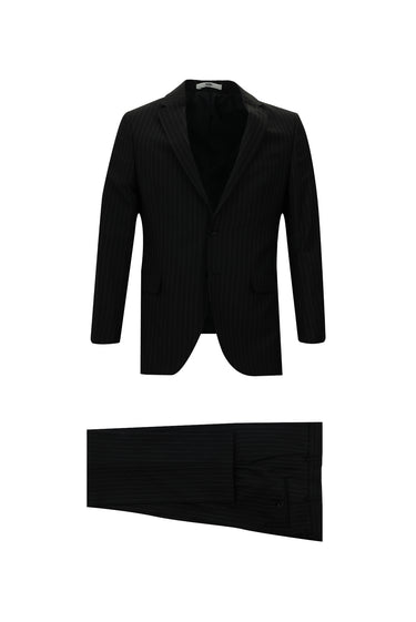 Siyah Regular Fit Yünlü Klasik Takım Elbise