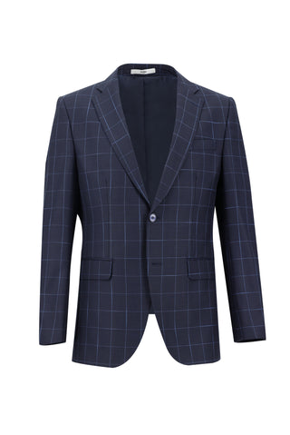  Koyu Lacivert Regular Fit Klasik Desenli Takım Elbise