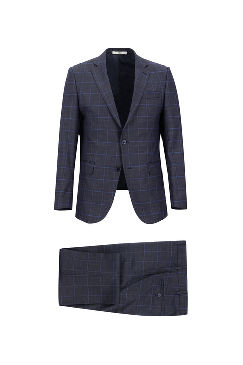 Koyu Antrasit 6 Drop Regular Fit Standart Kesim Desenli Takım Elbise